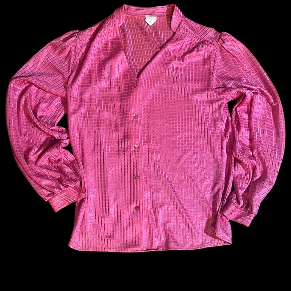 Vintage 80’s Vibrant Pink Button-Up Blouse